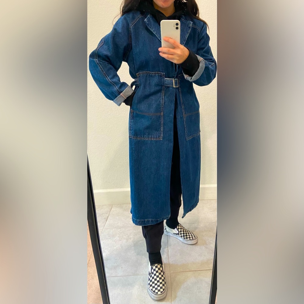 Denim long coat